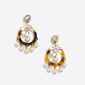 J Crew tortoise shell and faux pearl earrings